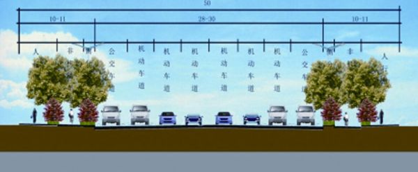 泉口路至雨霖路段近期实施断面