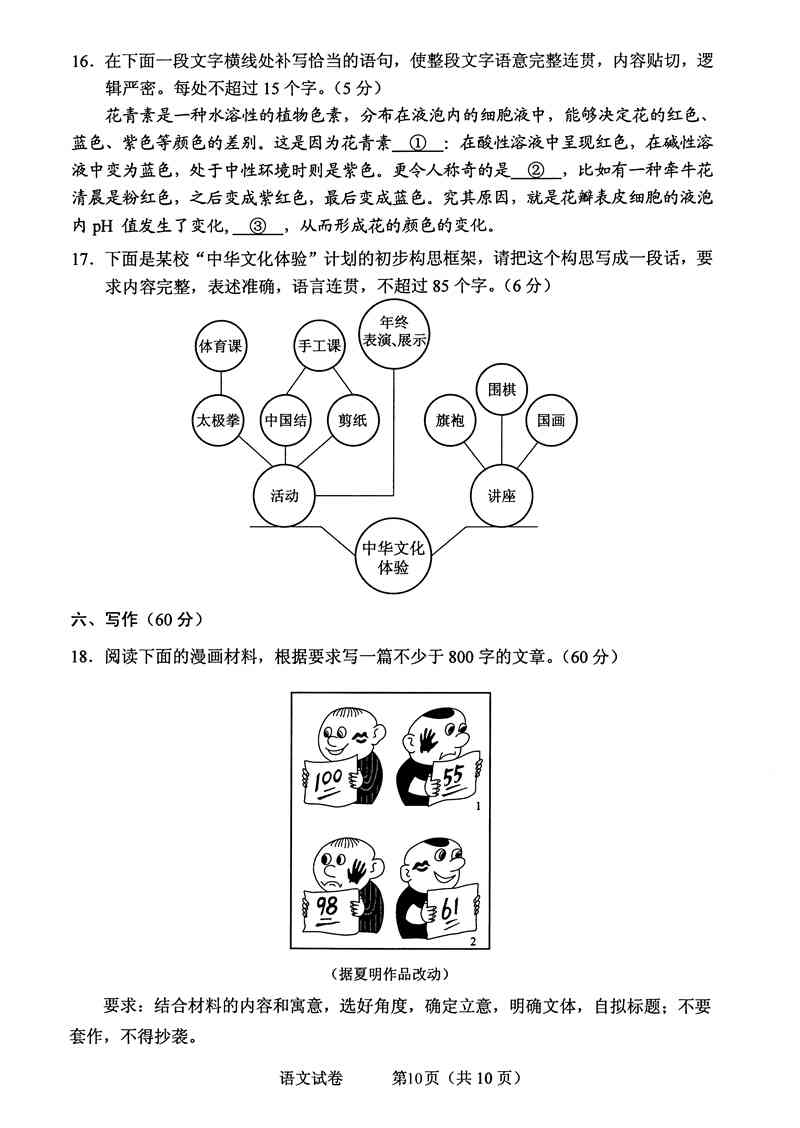 2016年高考湖北试题及答案公布