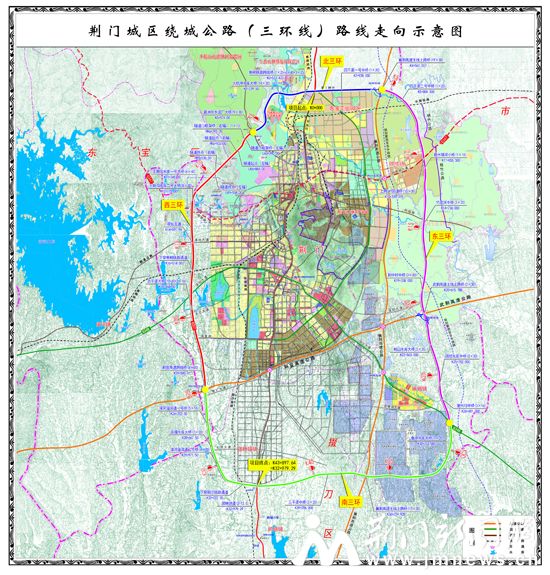 荆门城区绕城公路（外环线）路线走向示意图