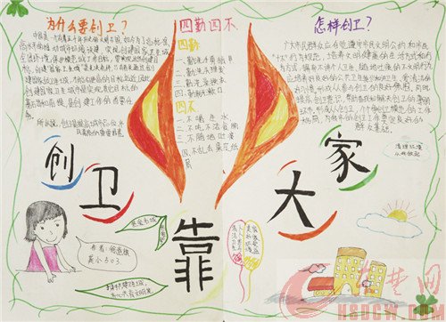 前300强创卫手抄报作品展示