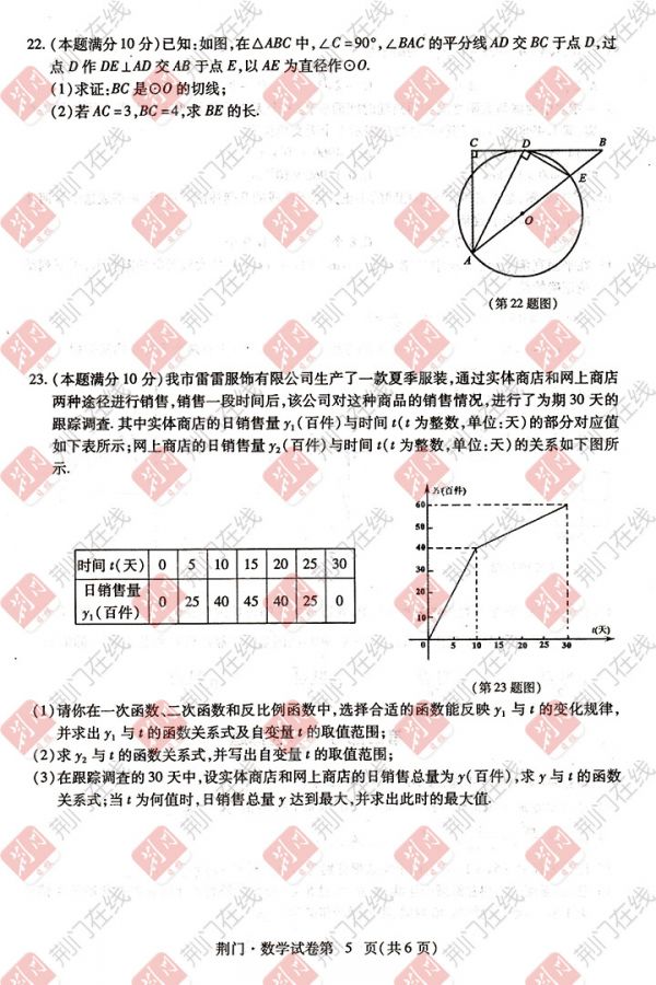 2017年荆门中考试卷及答案新鲜出炉 考生可估分