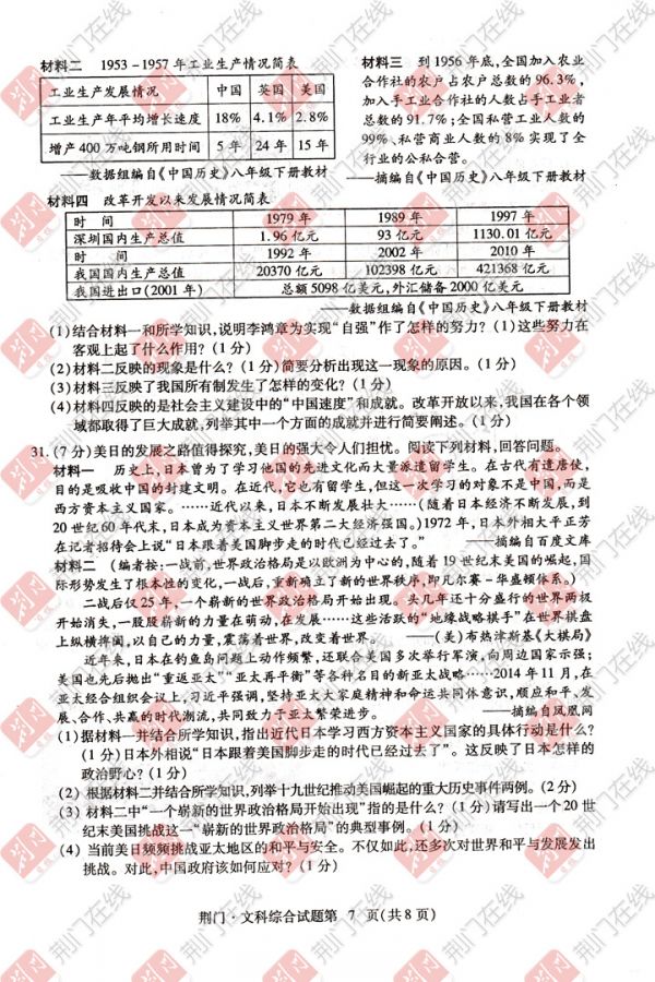 2017年荆门中考试卷及答案新鲜出炉 考生可估分